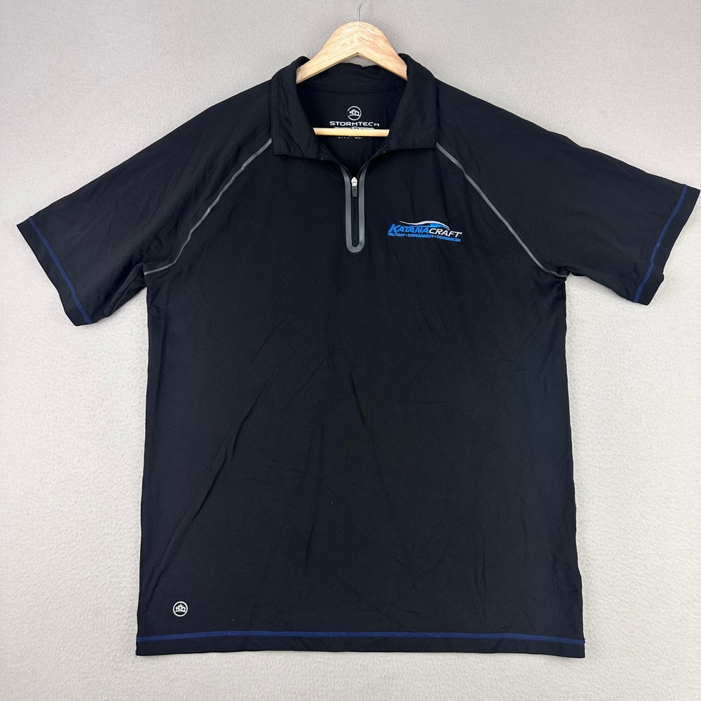 Stormtech Zip Polo Shirt Mens Medium Black H2X Dry Performance‎ Tech Golf Preppy